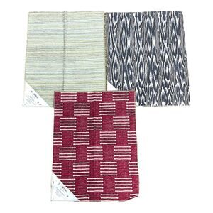 Kaufman Textured Fabric Samples Set Of 3: Red Green & Black Patterns  Crafts